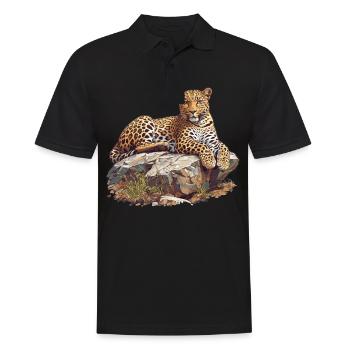 Leoparden Leopard - Männer Poloshirt - Schwarz - Vorne - Kai (181cm)