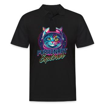 Chat Astronaute Purronaute Explorer - Polo Homme - noir - Devant - Kai (181cm)
