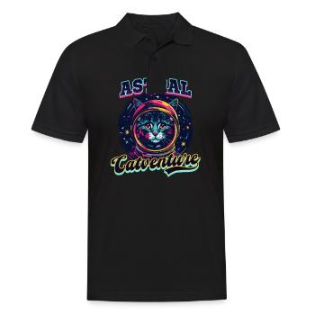 Chat Astronaute Astral Catventure - Polo Homme - noir - Devant - Kai (181cm)