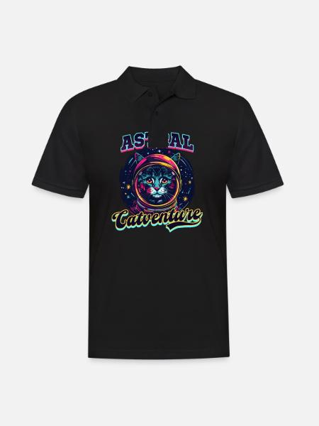 Cat Astronaut Astral Catventure - Men's Polo Shirt - black