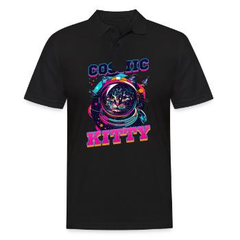 Chat astronaute Cosmic Kitty - Polo Homme - noir - Devant - Kai (181cm)