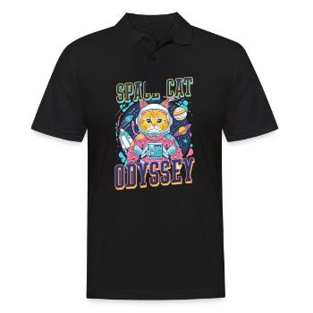 Katze Astronaut Weltraum Katze Odyssee - Männer Poloshirt - Schwarz - Vorne - Kai (181cm)