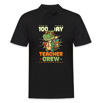 100 Tage Schule Lehrer Dinosaurier Lehrer Crew - Männer Poloshirt - Schwarz - Vorne - Kai (181cm)