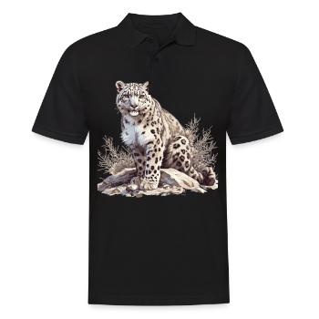 Snow Leopard Schneeleoparden Schneeleopard - Men's Polo Shirt - black - Front - Kai (181cm)