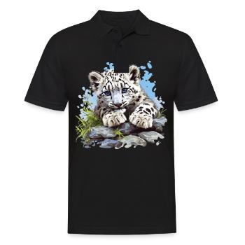 Snow Leopard Schneeleoparden Schneeleopard - Männer Poloshirt - Schwarz - Vorne - Kai (181cm)