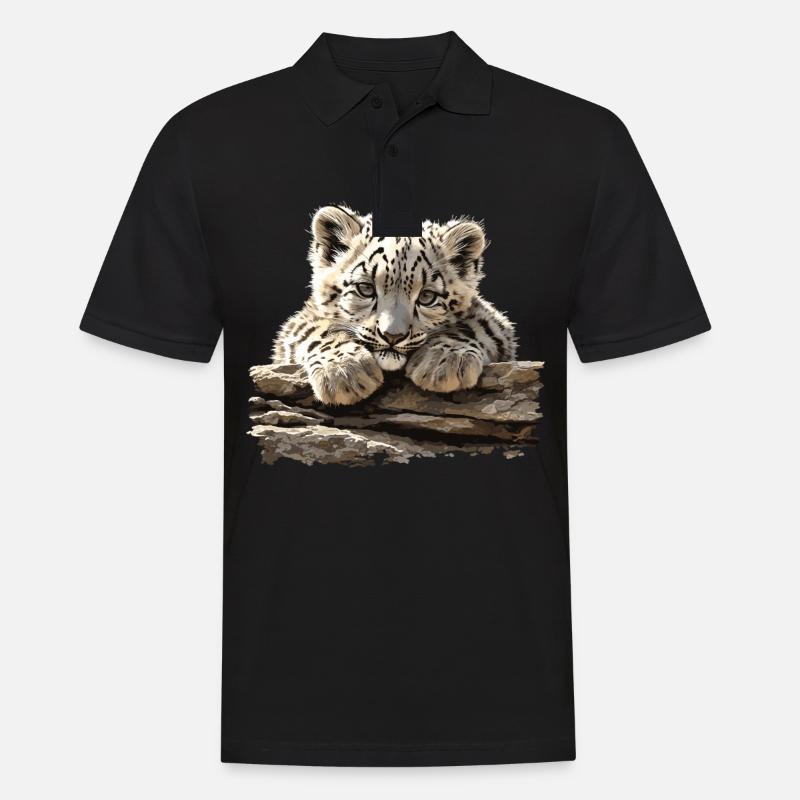 Snow Leopard Schneeleoparden Schneeleopard - Männer Poloshirt - Schwarz