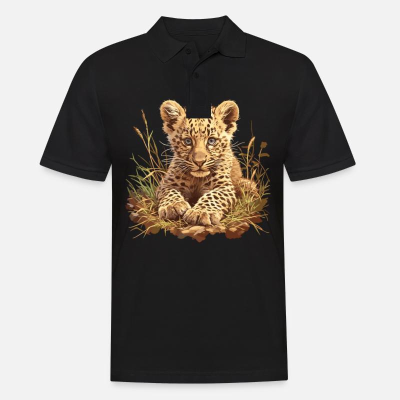 Leoparden Leopard - Männer Poloshirt - Schwarz