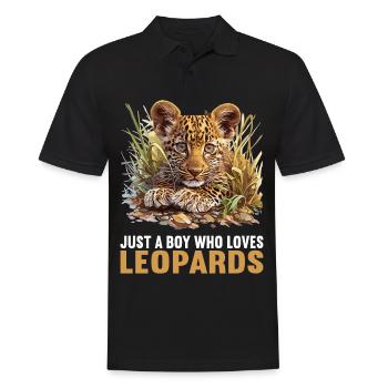 Leoparden Leopard - Männer Poloshirt - Schwarz - Vorne - Kai (181cm)