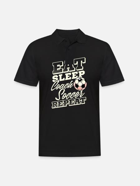 L'allenatore di calcio mangia. Dormire. Allenatore di calcio. Ripetere. - Polo da uomo - nero