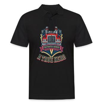Feuerwehrmann-Opa Ein wahrer Held - Männer Poloshirt - Schwarz - Vorne - Kai (181cm)