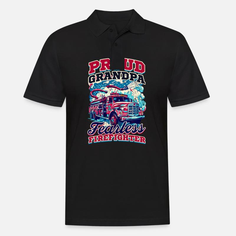 Grand-père pompier pompier intrépide - Polo Homme - noir