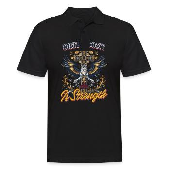 Orthodoxe Orthodoxie ist Stärke - Männer Poloshirt - Schwarz - Vorne - Kai (181cm)