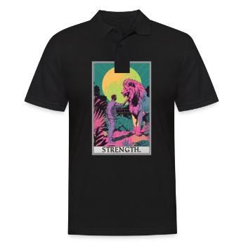 Tarotkarten Tarotkarte Strength Kraft - Männer Poloshirt - Schwarz - Vorne - Kai (181cm)
