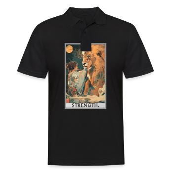 Tarotkarten Tarotkarte Strength Kraft - Männer Poloshirt - Schwarz - Vorne - Kai (181cm)