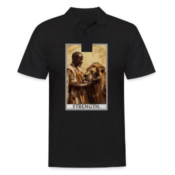 Tarotkarten Tarotkarte Strength Kraft - Männer Poloshirt - Schwarz - Vorne - Kai (181cm)