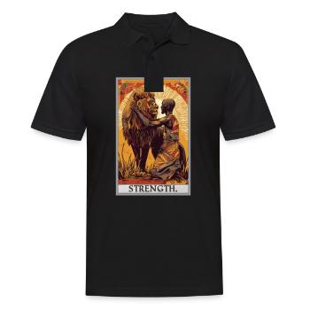 Tarotkarten Tarotkarte Strength Kraft - Männer Poloshirt - Schwarz - Vorne - Kai (181cm)