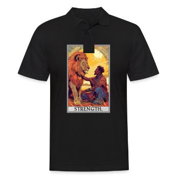 Tarotkarten Tarotkarte Strength Kraft - Männer Poloshirt - Schwarz - Vorne - Kai (181cm)