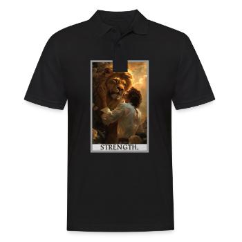 Tarotkarten Tarotkarte Strength Kraft - Männer Poloshirt - Schwarz - Vorne - Kai (181cm)