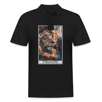 Tarotkarten Tarotkarte Strength Kraft - Männer Poloshirt - Schwarz - Vorne - Kai (181cm)