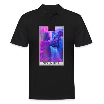 Tarotkarten Tarotkarte Strength Kraft - Männer Poloshirt - Schwarz - Vorne - Kai (181cm)