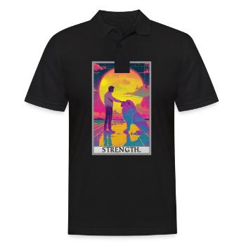 Tarotkarten Tarotkarte Strength Kraft - Männer Poloshirt - Schwarz - Vorne - Kai (181cm)