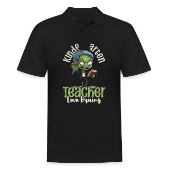 Kindergarten Teacher Loves Brains - Men's Polo Shirt - black - Front - Kai (181cm)