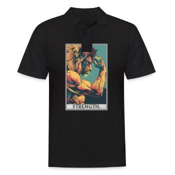 Tarotkarten Tarotkarte Strength Kraft - Männer Poloshirt - Schwarz - Vorne - Kai (181cm)