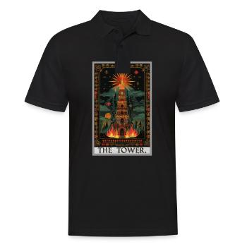 Cartes de tarot Carte de tarot La Tour La Tour - Polo Homme - noir - Devant - Kai (181cm)