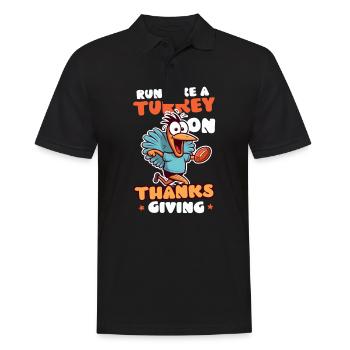 Le football de Thanksgiving court comme la dinde - Polo Homme - noir - Devant - Kai (181cm)