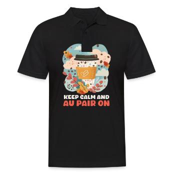 Au Pair Keep Calm und Au Pair auf - Männer Poloshirt - Schwarz - Vorne - Kai (181cm)