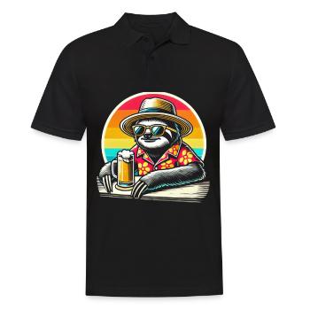 Paresseux buvant de la bière - Polo Homme - noir - Devant - Kai (181cm)