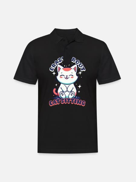 Cat Sitter Crazy About Catsitting - Men's Polo Shirt - black