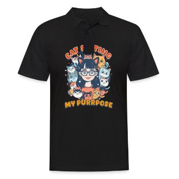 Cat Sitter Cat Sitting: My Purrpose - Men's Polo Shirt - black - Front - Kai (181cm)