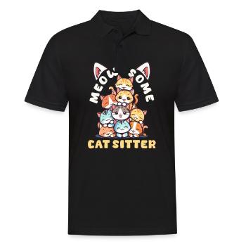 Cat Sitter Meow-Some Cat Sitter - Men's Polo Shirt - black - Front - Kai (181cm)
