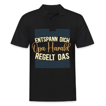 Entspann dich Opa Harald regelt das - Männer Poloshirt - Schwarz - Vorne - Kai (181cm)