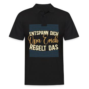 Entspann dich Opa Erich regelt das - Männer Poloshirt - Schwarz - Vorne - Kai (181cm)