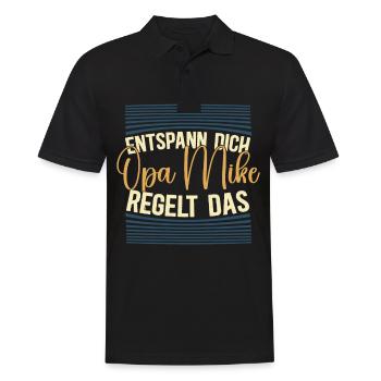 Entspann dich Opa Mike regelt das - Männer Poloshirt - Schwarz - Vorne - Kai (181cm)