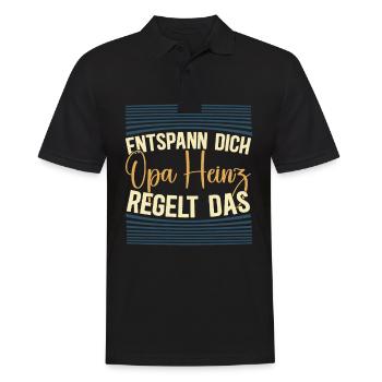 Entspann dich Opa Heinz regelt das - Männer Poloshirt - Schwarz - Vorne - Kai (181cm)