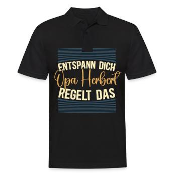 Entspann dich Opa Herbert regelt das - Männer Poloshirt - Schwarz - Vorne - Kai (181cm)