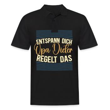 Entspann dich Opa Dieter regelt das - Männer Poloshirt - Schwarz - Vorne - Kai (181cm)