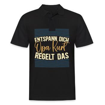 Entspann dich Opa Kurt regelt das - Männer Poloshirt - Schwarz - Vorne - Kai (181cm)