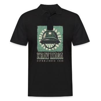 Krav Maga Gegründet 1930 - Männer Poloshirt - Schwarz - Vorne - Kai (181cm)