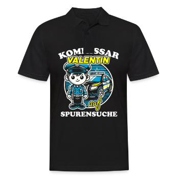 Kommissar Valentin Spurensuche - Männer Poloshirt - Schwarz - Vorne - Kai (181cm)