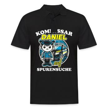 Kommissar Daniel Spurensuche - Männer Poloshirt - Schwarz - Vorne - Kai (181cm)