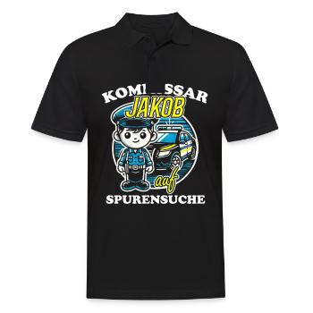 Kommissar Jakob Spurensuche - Männer Poloshirt - Schwarz - Vorne - Kai (181cm)