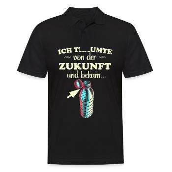Ich träumte von der Zukunft und bekam feste Deckel - Männer Poloshirt - Schwarz - Vorne - Kai (181cm)