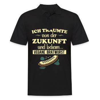 Vegane Bratwurst - Männer Poloshirt - Schwarz - Vorne - Kai (181cm)
