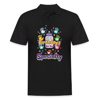 L&D Krankenschwesterngeburtstage sind unsere Spezialität - Männer Poloshirt - Schwarz - Vorne - Kai (181cm)