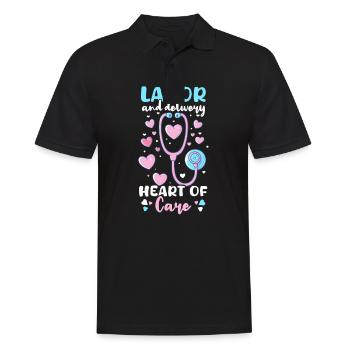 L&D Nurse Labor & Delivery: Herz der Pflege - Männer Poloshirt - Schwarz - Vorne - Kai (181cm)