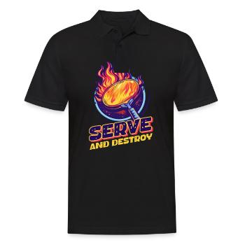 Ping Pong Dienen Und Zerstören - Männer Poloshirt - Schwarz - Vorne - Kai (181cm)